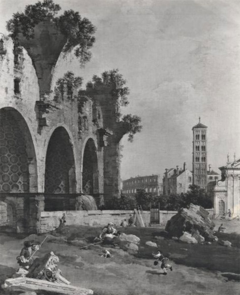 Canaletto,Basilique de Constantin et Santa Francesca Romana ( ?, avant 1768, date indéterminée)